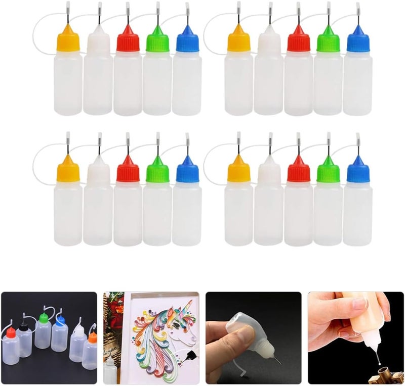 Garneck 20 Pcs 30ml Needle Tip Glue Bottles with Lids Small Refillable Plastic Squeeze Bottles for Precise Liquid Glue Dispensing for Industrial and Craft Use Random Color - Image 5
