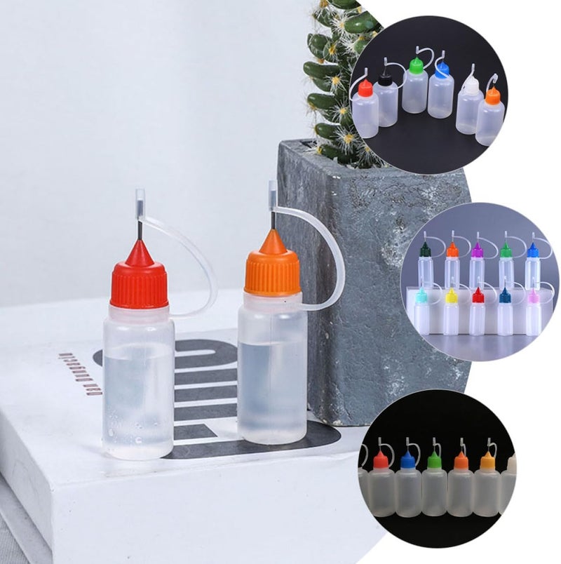 Garneck 20 Pcs 30ml Needle Tip Glue Bottles with Lids Small Refillable Plastic Squeeze Bottles for Precise Liquid Glue Dispensing for Industrial and Craft Use Random Color - Image 4