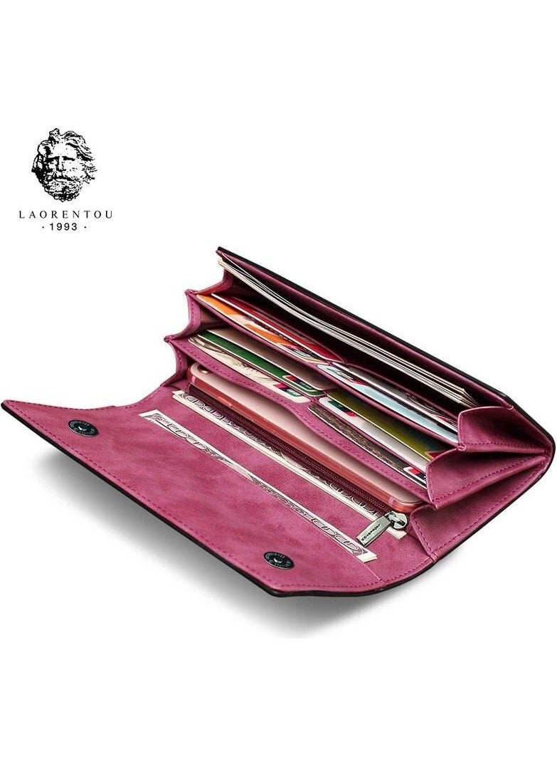 LAORENTOU - Freya Genuine Leather Italian Made Double Magnet Long Women's Wallet - Women's Card Holder - Image 1