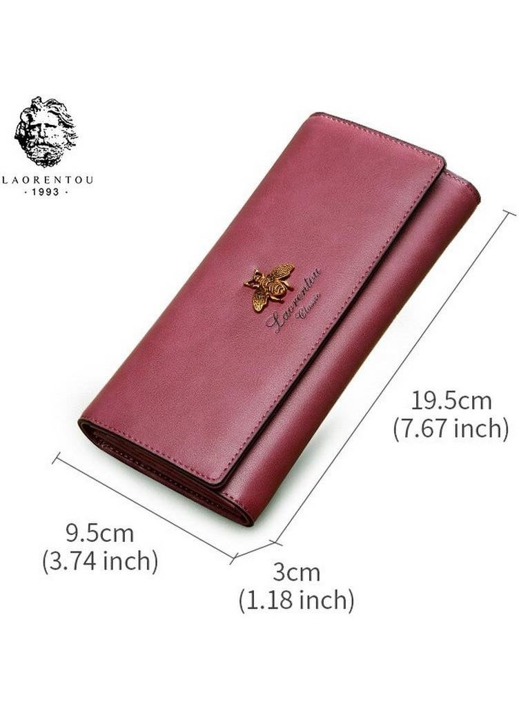 LAORENTOU - Freya Genuine Leather Italian Made Double Magnet Long Women's Wallet - Women's Card Holder - Image 1
