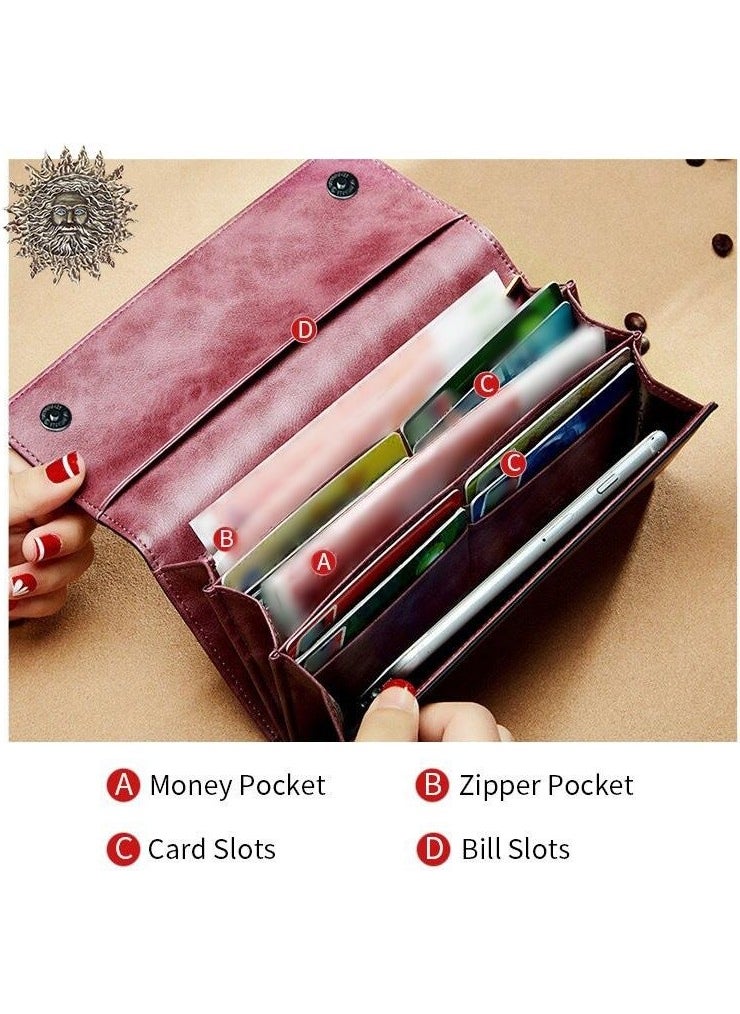 LAORENTOU - Freya Genuine Leather Italian Made Double Magnet Long Women's Wallet - Women's Card Holder - Image 1