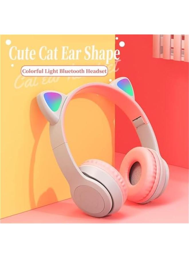TRASSLE Cat Ear Kids Bluetooth Headphones with LED Light Up,Built-in Mic&Boom Mic for Calls,Kids Wireless&Wired Headphones for Girls/Toddler/Online Learning/School - Image 4