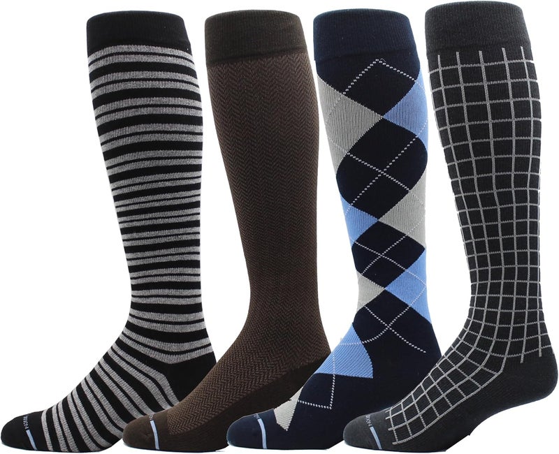 Dr Motion 4 Pairs Men's Athletic Traveler Graduated Compression Knee High Socks - Image 1