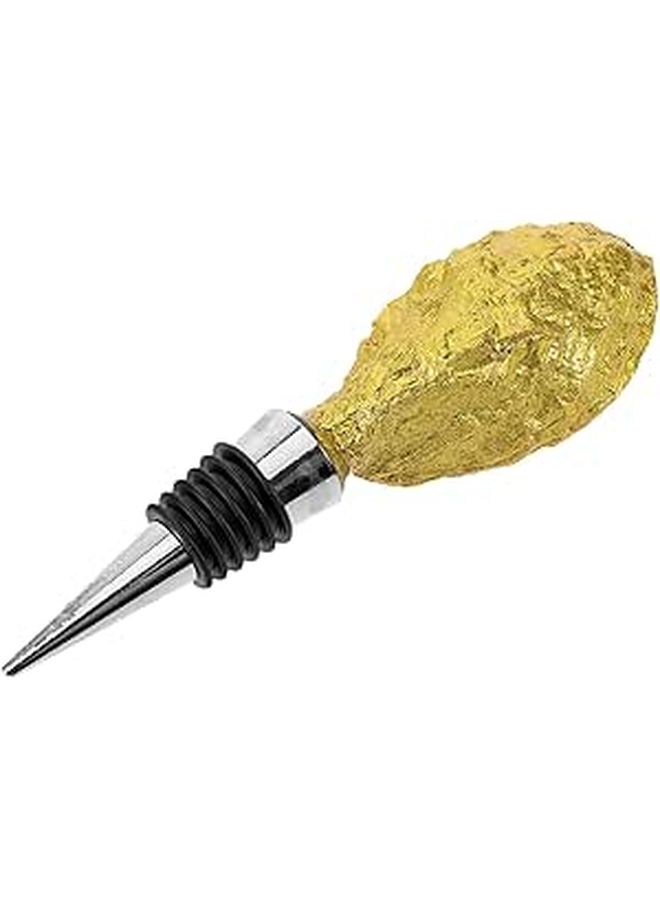 Gold Oyster Shaped Wine Stopper Reusable Decorative Bottle Plug Double Seal - Image 1