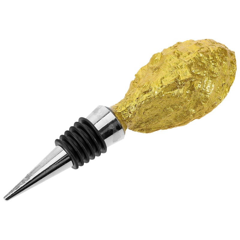 Gold Oyster Shaped Wine Stopper Reusable Decorative Bottle Plug Double Seal - Image 2