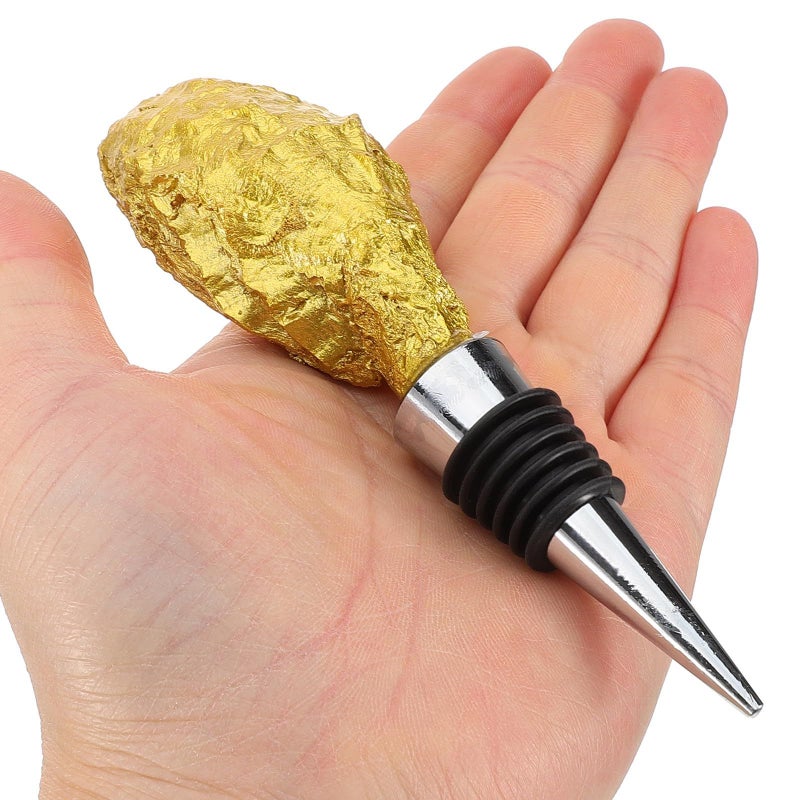 Gold Oyster Shaped Wine Stopper Reusable Decorative Bottle Plug Double Seal - Image 5