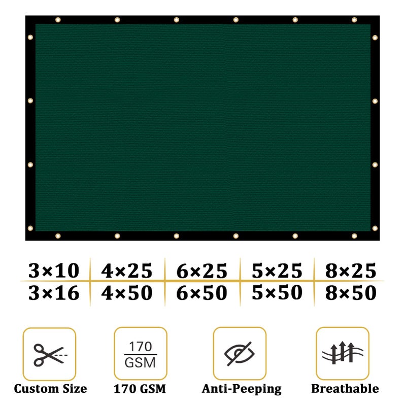 Shade&Beyond 6' X 50' Fence Privacy Screen Heavy Duty 170 GSM Fencing Mesh Shade Net Cover for Wall Garden Back Yard Outdoor Home Decoration, Green - Image 3