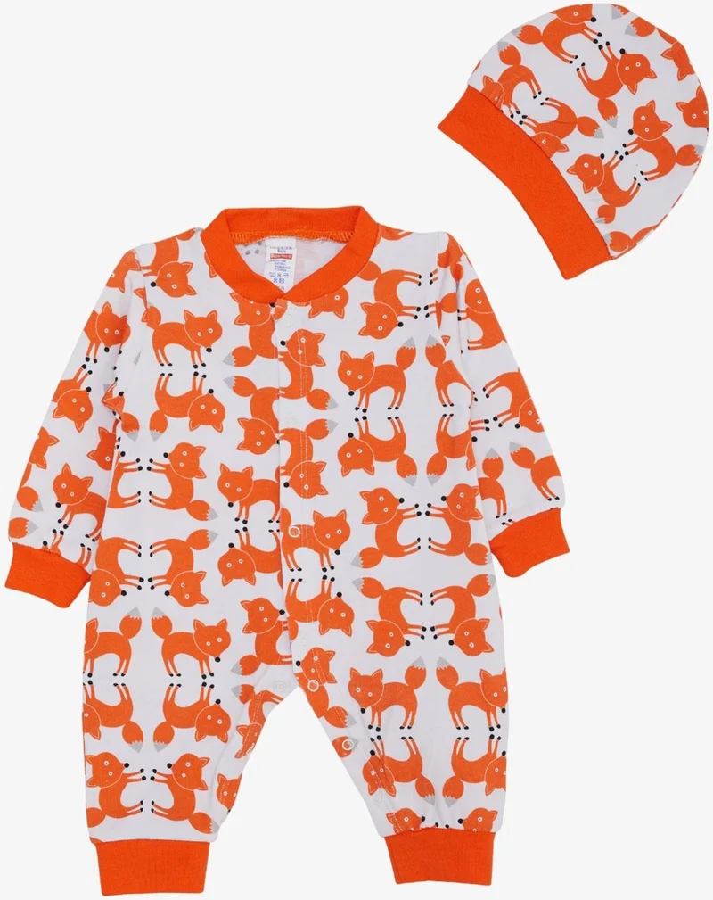 Breeze Baby Boy Jumpsuit Cute Fox Patterned 0-6 Months, White