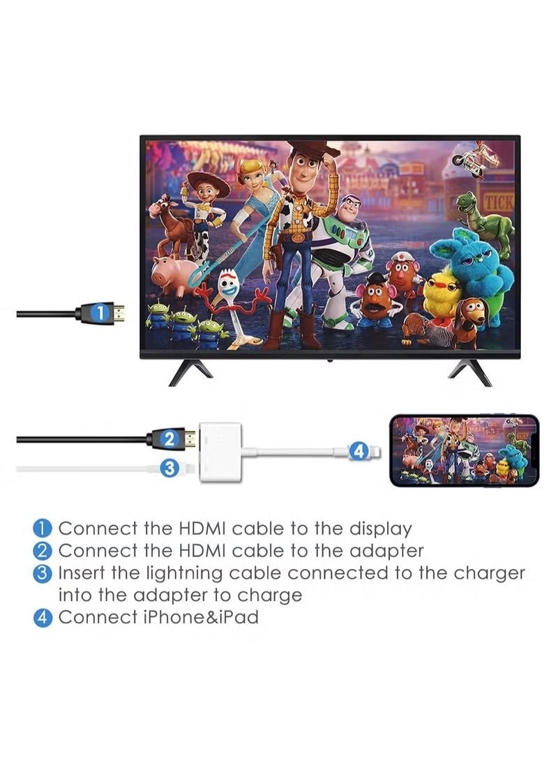 General Lightning Digital AV Adapter iPhone HDMI Adapter to TV HDMI Cable Connector 1080P Sync Screen to TV/HDTV/Monitor/Projector Compatible with iPhone iPad  - Image 3