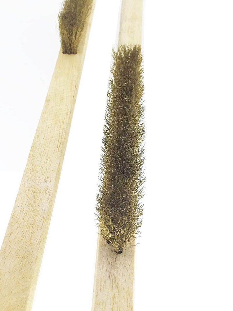 SWISSO 3-Row Soft Brass Bristle Wire Brush with Wooden Handle – 9.5 Inch Heavy-Duty Cleaning Brush (Pack of 20) - Image 4