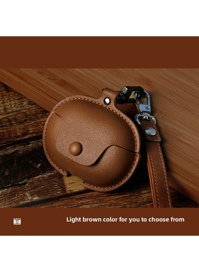 Suitable For OPPOEncoX3 Earphone Protective Cover Plus Buds Pro3 Protective Shell Air4pro Earphone Cover-Color:Brown Leather Case [including Short Leather Rope]-Model:OPPO Enco X2 - Image 1