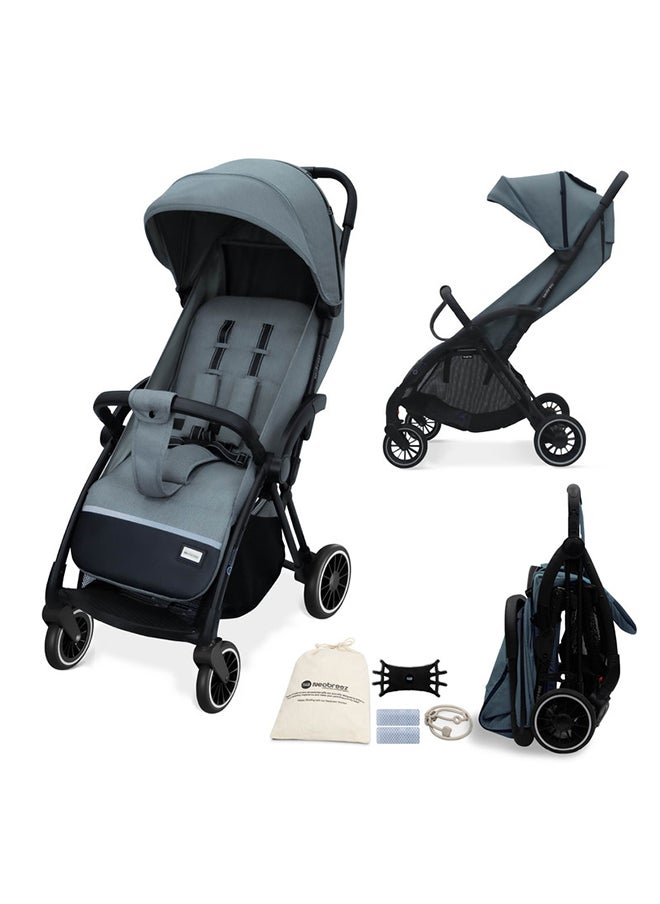 neobreez THETA Auto Fold Self Stand Travel Baby Toddler Stroller,  Compact Pushchair, Waterproof UPF 50+ Canopy, Gift  And Cotton Bag, Phone Holder, Toy Strap, Reflective Stickers, 0-4yrs, 22kg, 3yrs Warranty  - Image 1