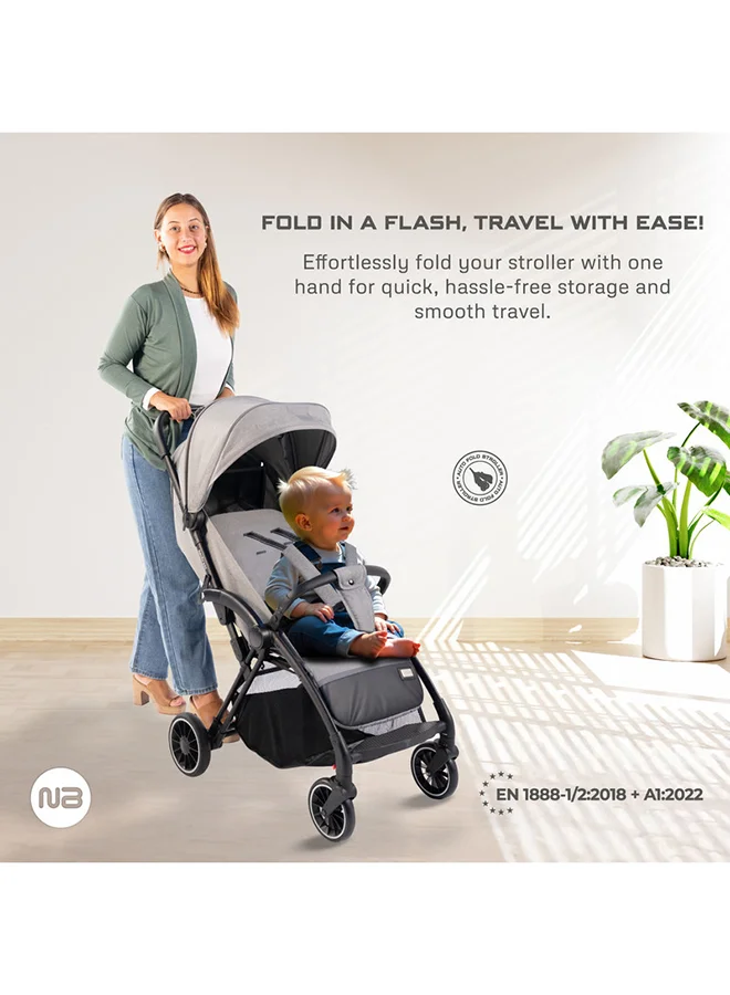 neobreez THETA Auto Fold Compact Lightweight Travel Toddler Baby Stroller,  Self-Stand Baby Trolley,  Pushchair,  Waterproof UPF 50+ Canopy, 0-4yrs,  22kg,  3yrs Warranty