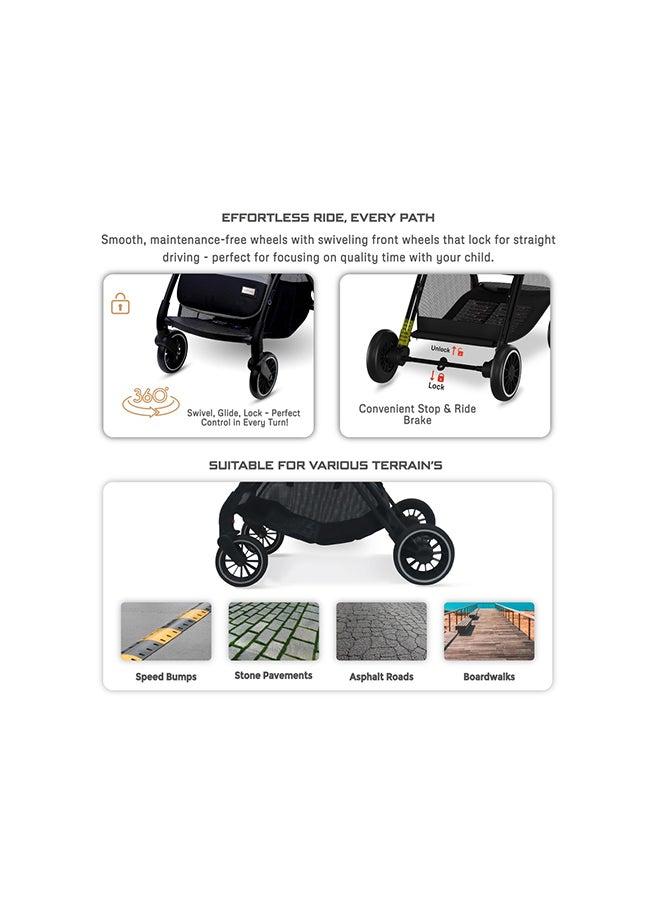 neobreez THETA Auto Fold Compact Lightweight Travel Toddler Baby Stroller,  Self-Stand Baby Trolley,  Pushchair,  Waterproof UPF 50+ Canopy, 0-4yrs,  22kg,  3yrs Warranty - Image 4