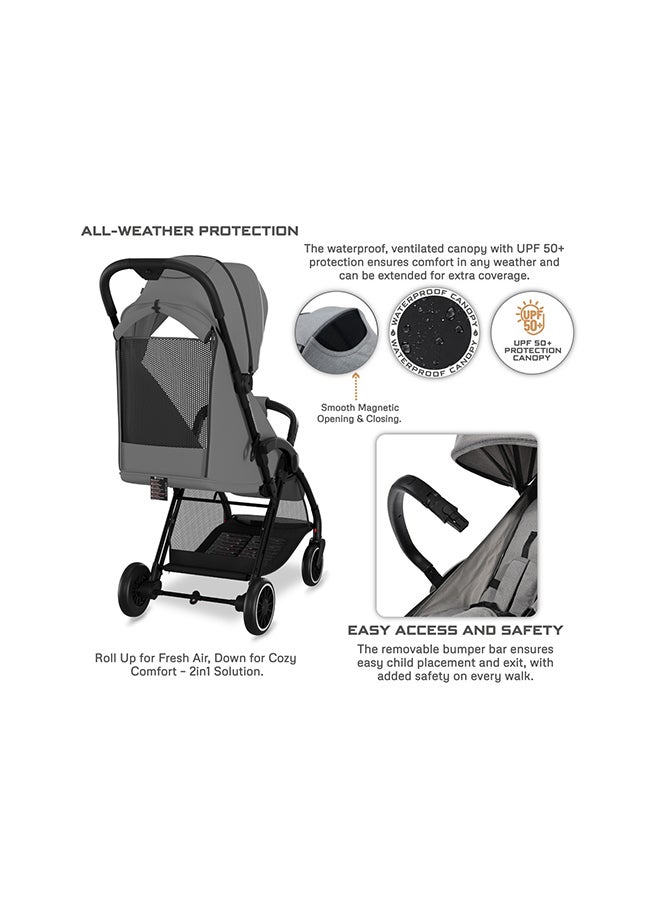 neobreez THETA Auto Fold Compact Lightweight Travel Toddler Baby Stroller,  Self-Stand Baby Trolley,  Pushchair,  Waterproof UPF 50+ Canopy, 0-4yrs,  22kg,  3yrs Warranty - Image 5