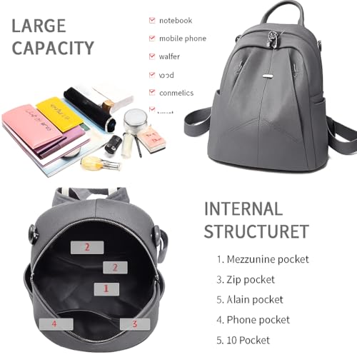 MUCHOVA Laptop Backpack for Women School Bag for Teens Stylish Premium Bag for Girls Classic Lightweight Handfree Shoulder Bag Teen Girls (Black) (Dark Grey) - Image 3