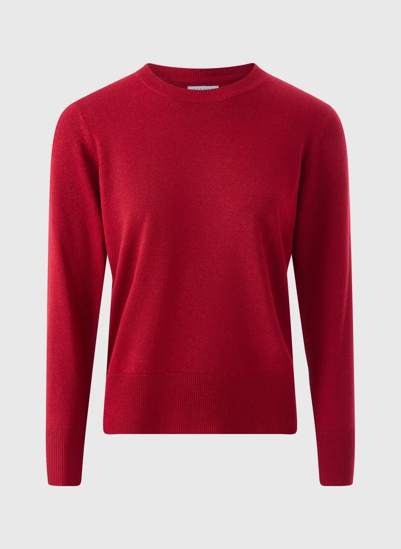 ماتلان Red Super Soft Lurex Crew Neck Jumper