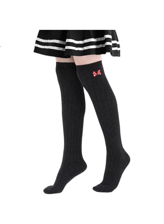 Barbie Kids Over-The-Knee Socks For Girls Spring And Autumn Girls' High Tube Socks Student All-Match Long Socks White + Black - Image 2