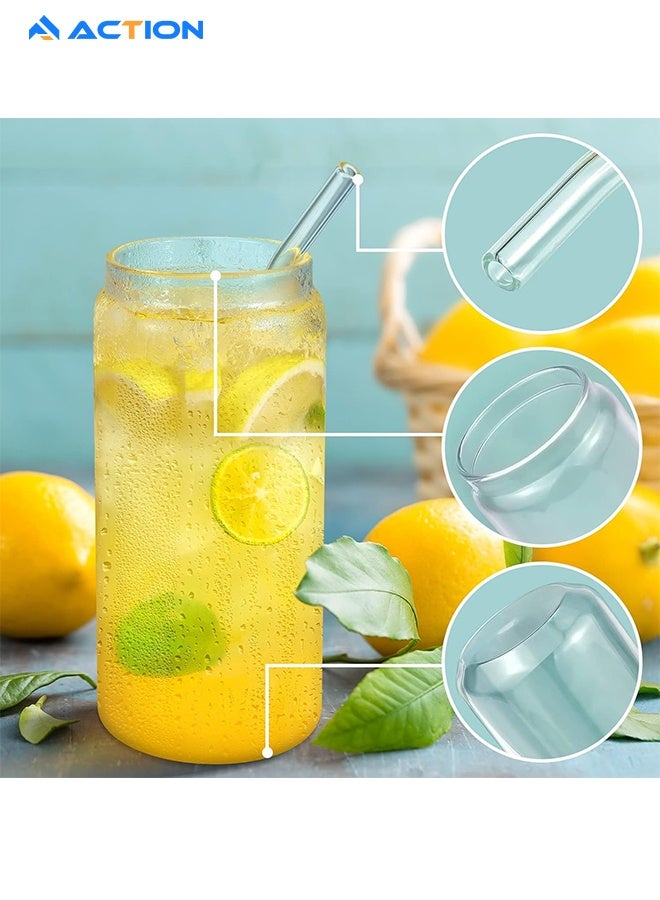 ACTION Glass Cups With Bamboo Lids And Glass Straw - Beer Shaped Drinking Glasses, 16 Oz Iced Coffee Glasses, Cute Tumbler Cup For Smoothie, Boba Tea, Whiskey, Water - 1 Cleaning Brushes - Image 3