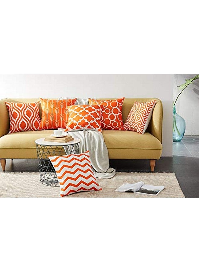 AEROHAVEN Set of 6 Satin Abstract Designer Decorative Throw Pillow/Cushion Covers - (Orange, 18 x 18 Inch) - Image 2