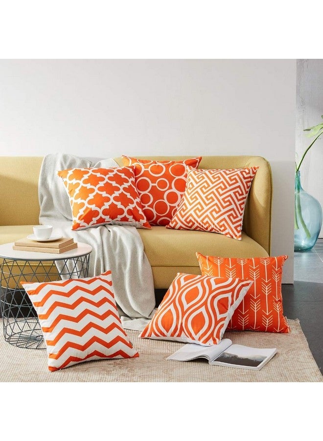 AEROHAVEN Set of 6 Satin Abstract Designer Decorative Throw Pillow/Cushion Covers - (Orange, 18 x 18 Inch) - Image 1