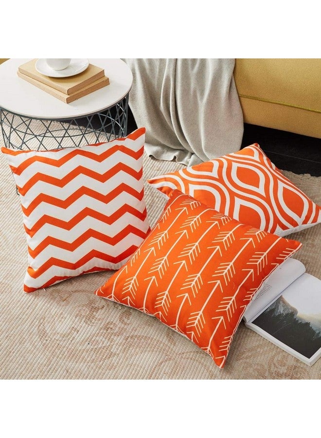 AEROHAVEN Set of 6 Satin Abstract Designer Decorative Throw Pillow/Cushion Covers - (Orange, 18 x 18 Inch) - Image 3