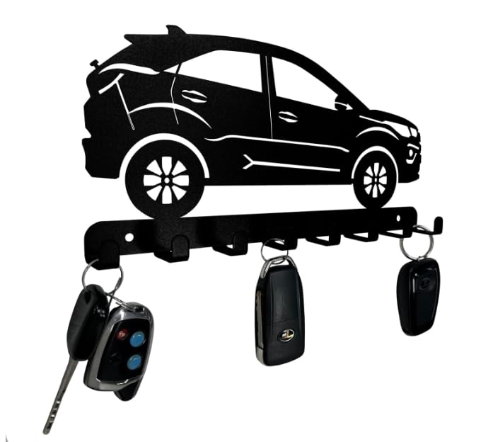 Wall Mitra car MDF Key Holder Black Color Key Holder for Wall Keychain Hanger Home Decor Size 8 inc Colour Black - Image 2