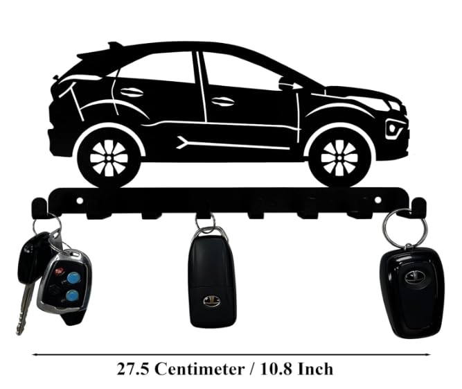 Wall Mitra car MDF Key Holder Black Color Key Holder for Wall Keychain Hanger Home Decor Size 8 inc Colour Black - Image 3