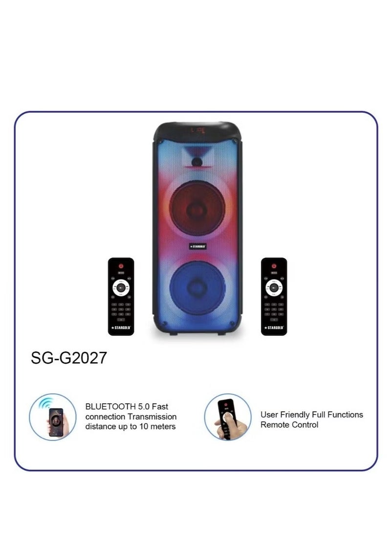 Stargold Rechargeable Party Bluetooth Speaker Stereo 2.0 Channel Speaker Remote Control Via BT, USB, SD/MMC Black - Image 4