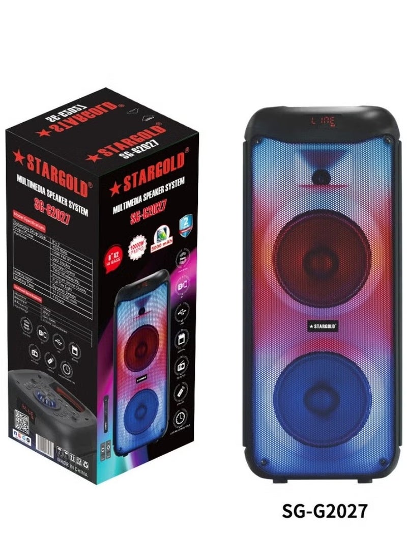 Stargold Rechargeable Party Bluetooth Speaker Stereo 2.0 Channel Speaker Remote Control Via BT, USB, SD/MMC Black - Image 2
