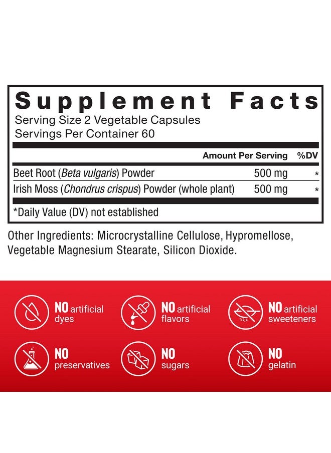 Force Factor FORCE FACTOR Irish Sea Moss + Beet Root Supplement to Support Immunity, Circulation, Natural Energy, Heart Health, with Antioxidants, Non-GMO, Vegan-Friendly, Soy-Free, 120 Vegetable Capsules  - Image 5