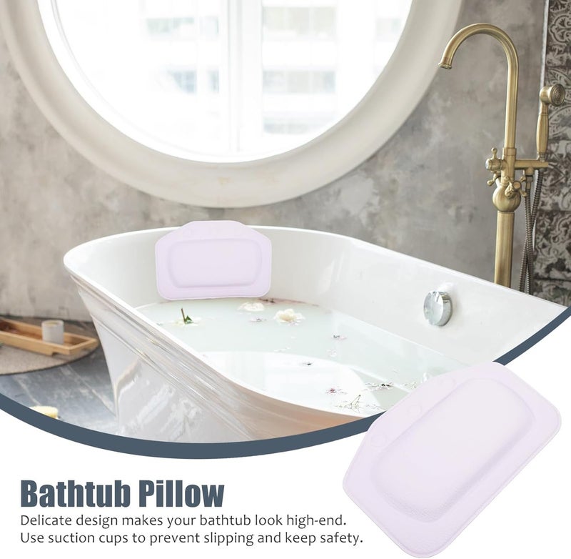 Generic Bathtub Pillow Spa Bath Neck Shoulder Support PVC Foam Head Rest for Home Bathtub, Non-Slip White Bath Cushion with Textured Surface for Relaxing Soaking - Image 3