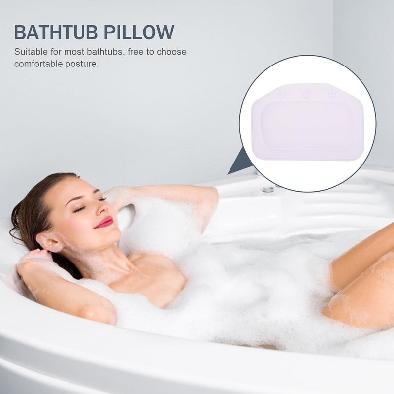 Generic Bathtub Pillow Spa Bath Neck Shoulder Support PVC Foam Head Rest for Home Bathtub, Non-Slip White Bath Cushion with Textured Surface for Relaxing Soaking - Image 5
