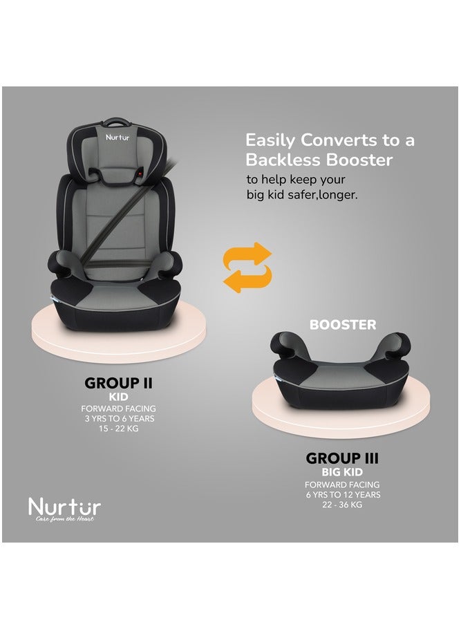 Nurtur Jupiter Kids 3 in 1 Car Seat  Booster Seat  Adjustable Backrest  Extra Protection  5Point Safety Harness  9 months to 12 years  Upto 36kg Official Nurtur Product - Image 3