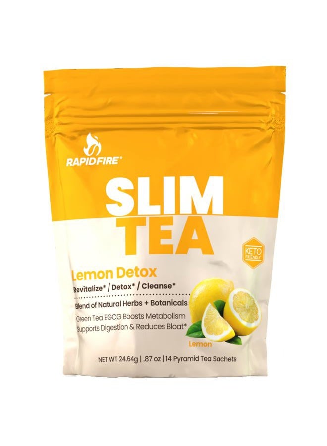 Rapid Fire Slim Tea 14 Day Herbal Teatox, Blend of Natural Herbs and Botanicals, Supports Healthy Weight Management, Supports Metabolism, Delicious Lemon Flavor, 14 Servings - Image 1