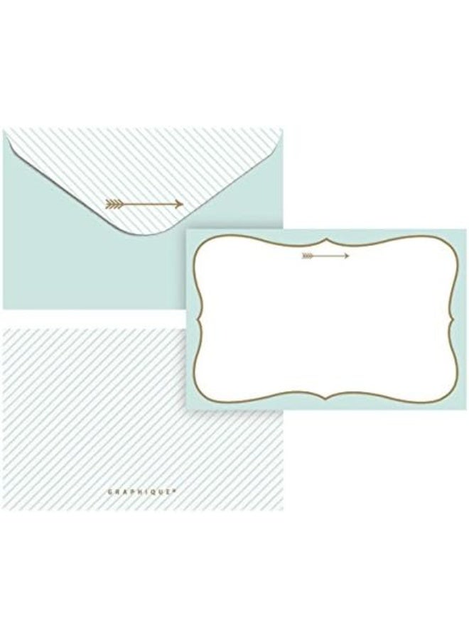 Graphique Graphique Mint and Gold Flat Notes – Note Card Stationery with Stylish, Soft Teal Border and Printed Gold Arrow, 50 Note Cards and Matching Envelopes for Thank You Notes, Invitations, Gifts and More, 5.625" x 3.5" - Image 2