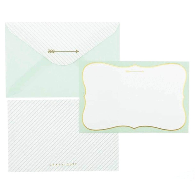 Graphique Mint and Gold Flat Notes â€“ Note Card Stationery with Stylish, Soft Teal Border and Printed Gold Arrow, 50 Note Cards and Matching Envelopes for Thank You Notes, Invitations, Gifts and More, 5.625" x 3.5" - Image 2