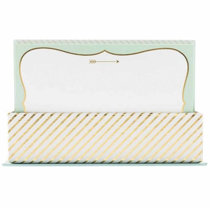 Graphique Mint and Gold Flat Notes â€“ Note Card Stationery with Stylish, Soft Teal Border and Printed Gold Arrow, 50 Note Cards and Matching Envelopes for Thank You Notes, Invitations, Gifts and More, 5.625" x 3.5" - Image 1