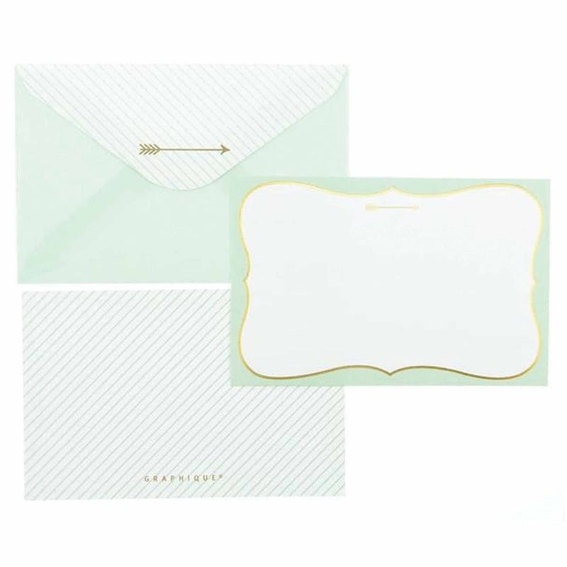 Graphique Mint and Gold Flat Notes â€“ Note Card Stationery with Stylish, Soft Teal Border and Printed Gold Arrow, 50 Note Cards and Matching Envelopes for Thank You Notes, Invitations, Gifts and More, 5.625" x 3.5" - Image 3