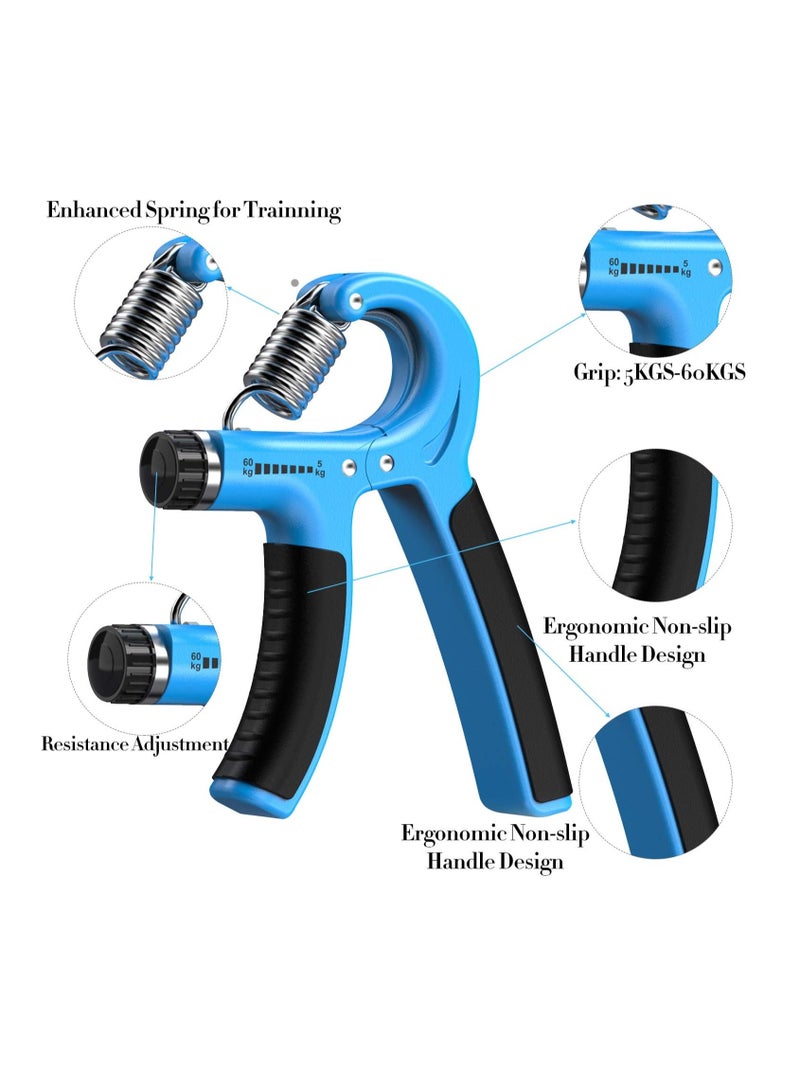 ALLKING Hand Grip Strengthener Adjustable Resistance 11-132 Lbs (5-60kg) - Hand Gripper Exerciser, Strengthen Grip, Hand Squeezer, Wrist Strengthener and Hand Workout (Blue) - Image 4