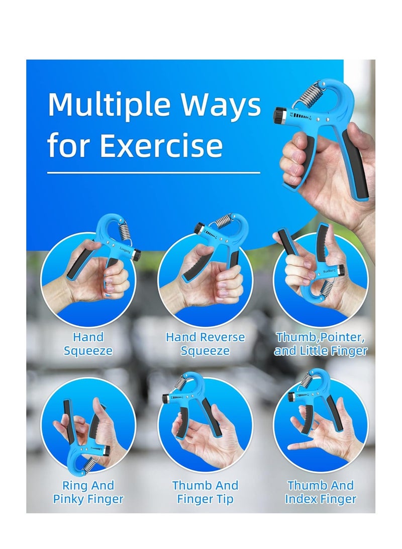 ALLKING Hand Grip Strengthener Adjustable Resistance 11-132 Lbs (5-60kg) - Hand Gripper Exerciser, Strengthen Grip, Hand Squeezer, Wrist Strengthener and Hand Workout (Blue) - Image 5