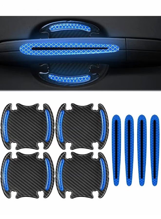 LJRN 8PCS Car Handle Cup Protector Reflective Stickers, 3D Carbon Fiber Door Bowl Paint Scratch Protective Film,Car Door Handle Door Bowl Protection Guards Trim Stickers,Automobile Decoration - Image 1