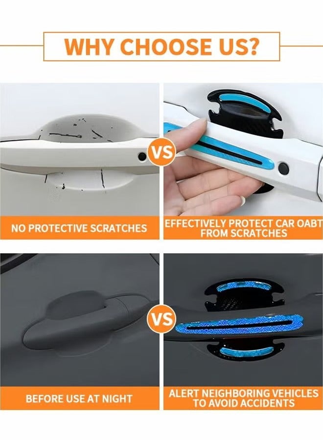 LJRN 8PCS Car Handle Cup Protector Reflective Stickers, 3D Carbon Fiber Door Bowl Paint Scratch Protective Film,Car Door Handle Door Bowl Protection Guards Trim Stickers,Automobile Decoration - Image 4