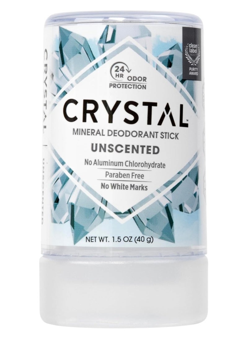 CRYSTAL Mineral Deodorant Stick- Unscented Body Deodorant With 24-Hour Odor Protection, Non-Staining & Non-Sticky, Travel Size Deodorant, Aluminium Chloride & Paraben Free, 1.5 FL OZ - Image 1