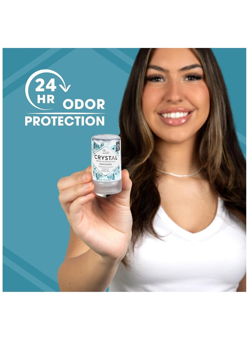 CRYSTAL Mineral Deodorant Stick- Unscented Body Deodorant With 24-Hour Odor Protection, Non-Staining & Non-Sticky, Travel Size Deodorant, Aluminium Chloride & Paraben Free, 1.5 FL OZ - Image 4