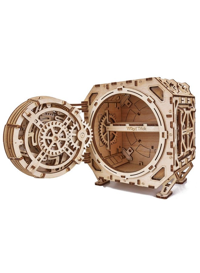 وود تريك مجموعة نماذج خشبية آمنة من Wood Trick للكبار والصغار للبناء - صندوق أحجية خزانة DIY مع مجموعة - ميكانيكي - لتخزين أغراضك الثمينة - تصميم متين - أحجية خشبية ثلاثية الأبعاد - Image 1
