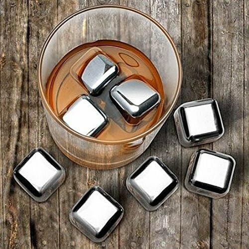 FYCAN FYCAN 4Pcs Stainless Steel Ice Cubes Set Reusable Chilling Stones with Tongs for Whiskey Wine Wine Cooling Cube Chilling Rock Party Bar Tool - Image 5