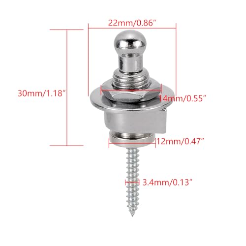 Swhmc Guitar Strap Lock Round Head Bass Security Straplocks Strap Retainer, Schaller Style, Guitar Replacements (Pack of 4) - Image 4