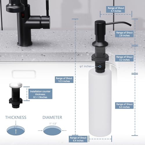 GIMILI Built in Sink Soap Dispenser or Lotion Dispenser for Kitchen Sink, Matte Black - Image 4