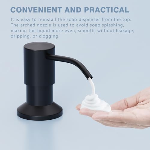 GIMILI Built in Sink Soap Dispenser or Lotion Dispenser for Kitchen Sink, Matte Black - Image 3